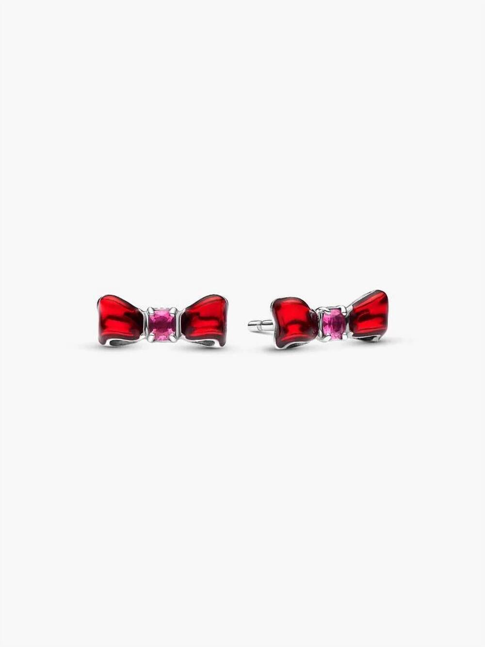 NEW PANDORA disney snow white bow stud earrings in silver